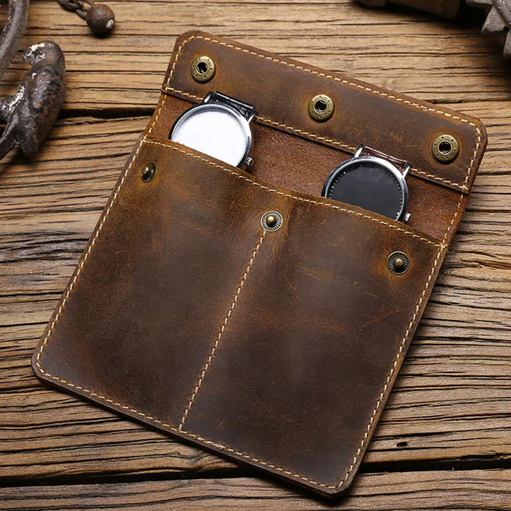 

Watch Protective Case Premium Horsehide Material Non Fading Easy Wash Business Pouch Travel Bag Versatile Storage