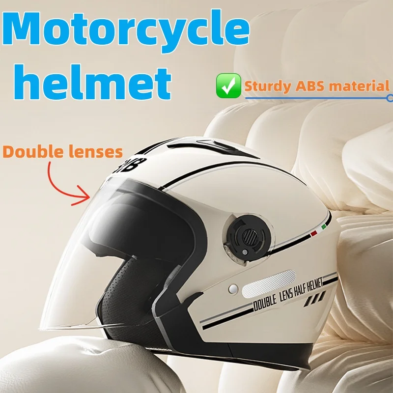 【セール中】2025年新型電動バイクヘルメット、ダブルレンズ曇り止めバイザー付き、オールシーズンライディング安全装備、カジュアルツーリング