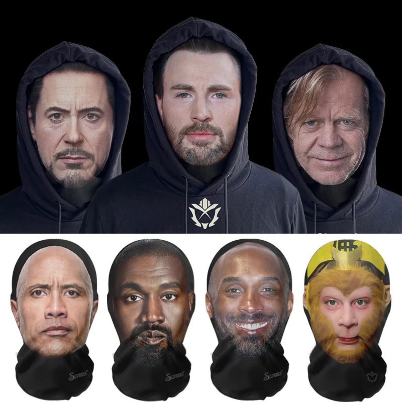 3D Print Elastic Mesh Face Mask Celebrity Cosplay Carnival Party Props Realistic Full-Face Headgear Breathable Unisex Balaclava