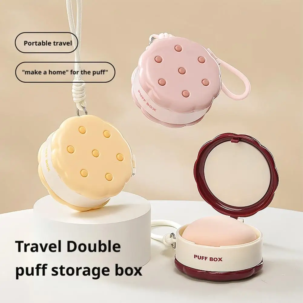Nowy Wielofunkcyjny Pojemnik na Puder w Kształcie Ciasteczka z Podwójną Warstwą, Bezpieczny Materiał, Pudełko do Przechowywania Kosmetyków, Pyłoszczelny Organizer
