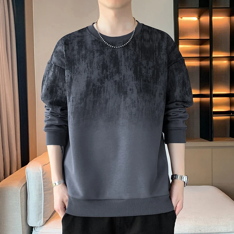 

Весенне-осенняя новая мужская толстовка с капюшоном, повседневный пуловер с круглым вырезом, футболка больших размеров с длинными рукавами, толстовка для мужчин