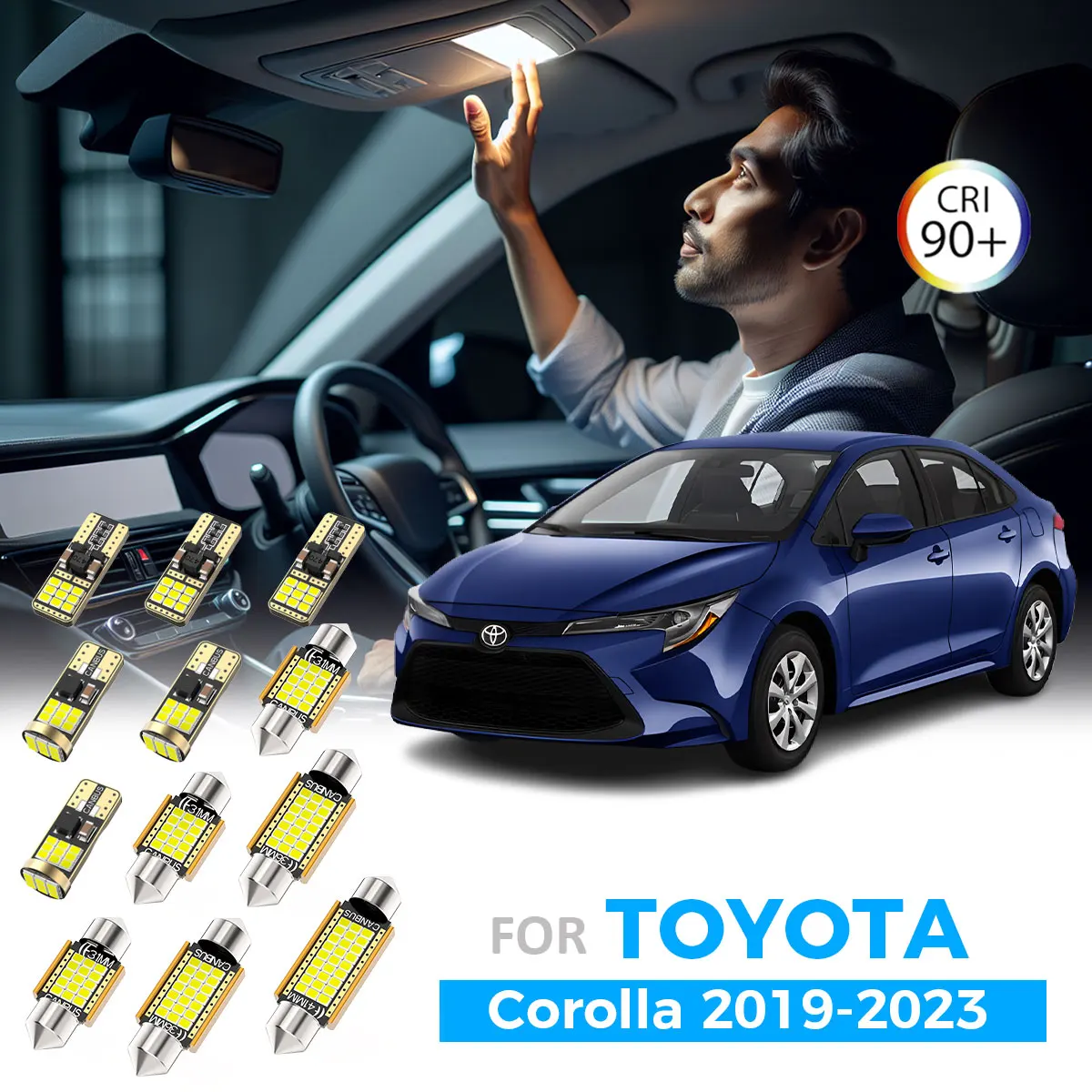 

AENVTOL 11Pcs Canbus Error Free For Toyota Corolla 2019 2020 2021 2022 2023 LED Bulbs Interior Map Dome Reading Plate Light Kit