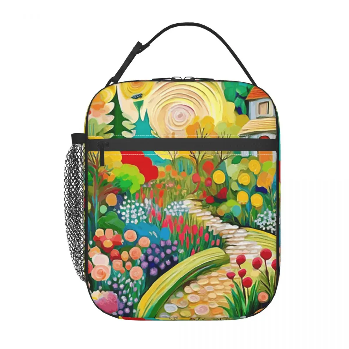 Gustav Klimt Flower Garden With Cottage Insulated Lunch Bag for Women Kids Leakproof Food Boxes Thermal Lunch Box Tote