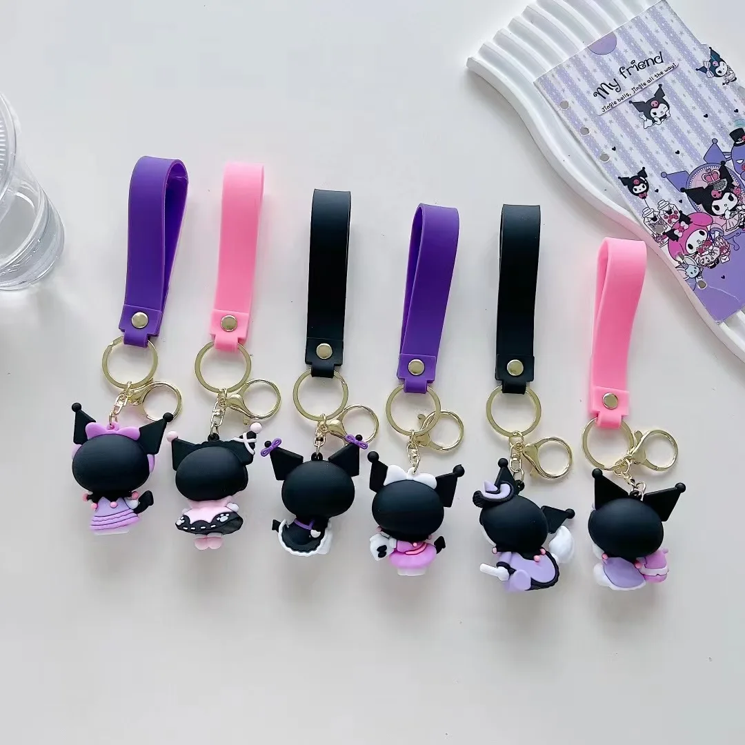 Nuovo portachiavi Kuromi simpatico cartone animato bambola borsa da scuola fascino portachiavi per auto borsa in stile coppia ciondolo figurine borsa con ciondolo accessorio regalo