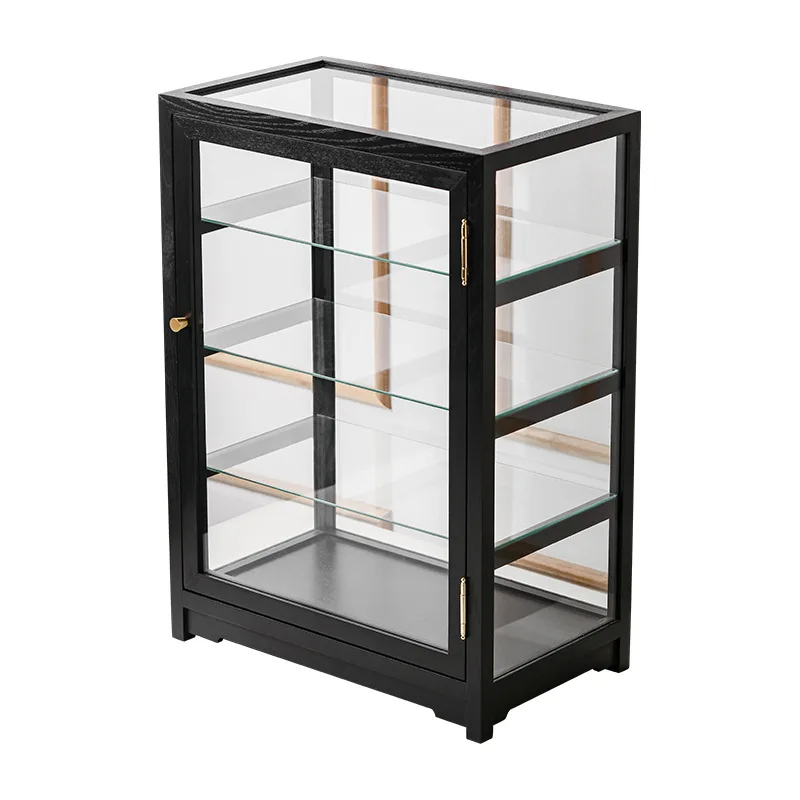 Walnut glass display cabinet figure porcelain tea set display and storage