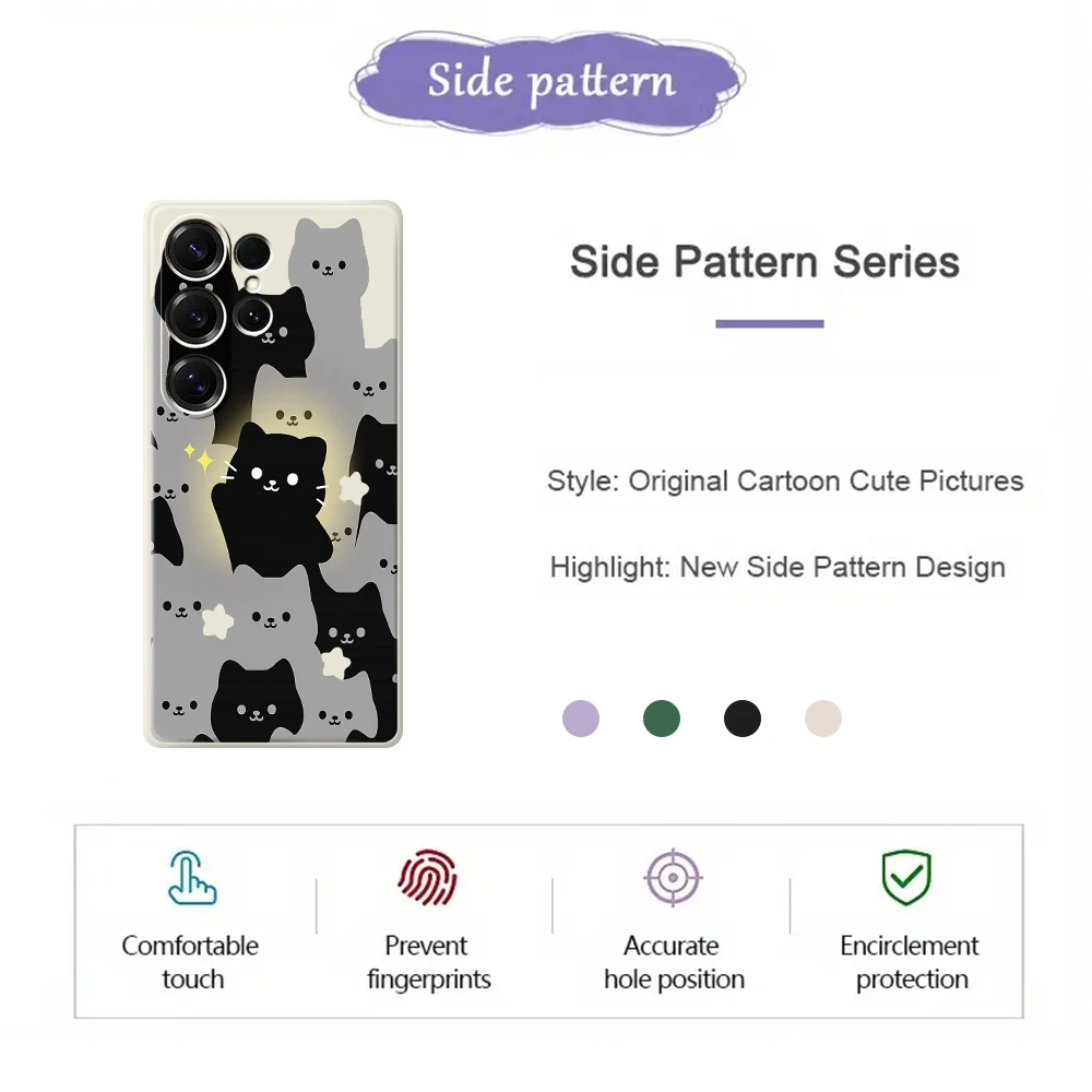 귀여운 고양이 폰 케이스 삼성 갤럭시 S25 S24 S23 S22 S21 S20 울트라 플러스 S10 S20 FE S21FE S23FE S24 FE 5G 실리콘 커버