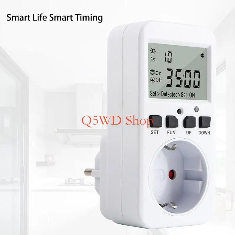 Q5WD Programmable Light Control Socket with Automatic Switching Timer Simple to Operate for Kitchen & Garden Applications