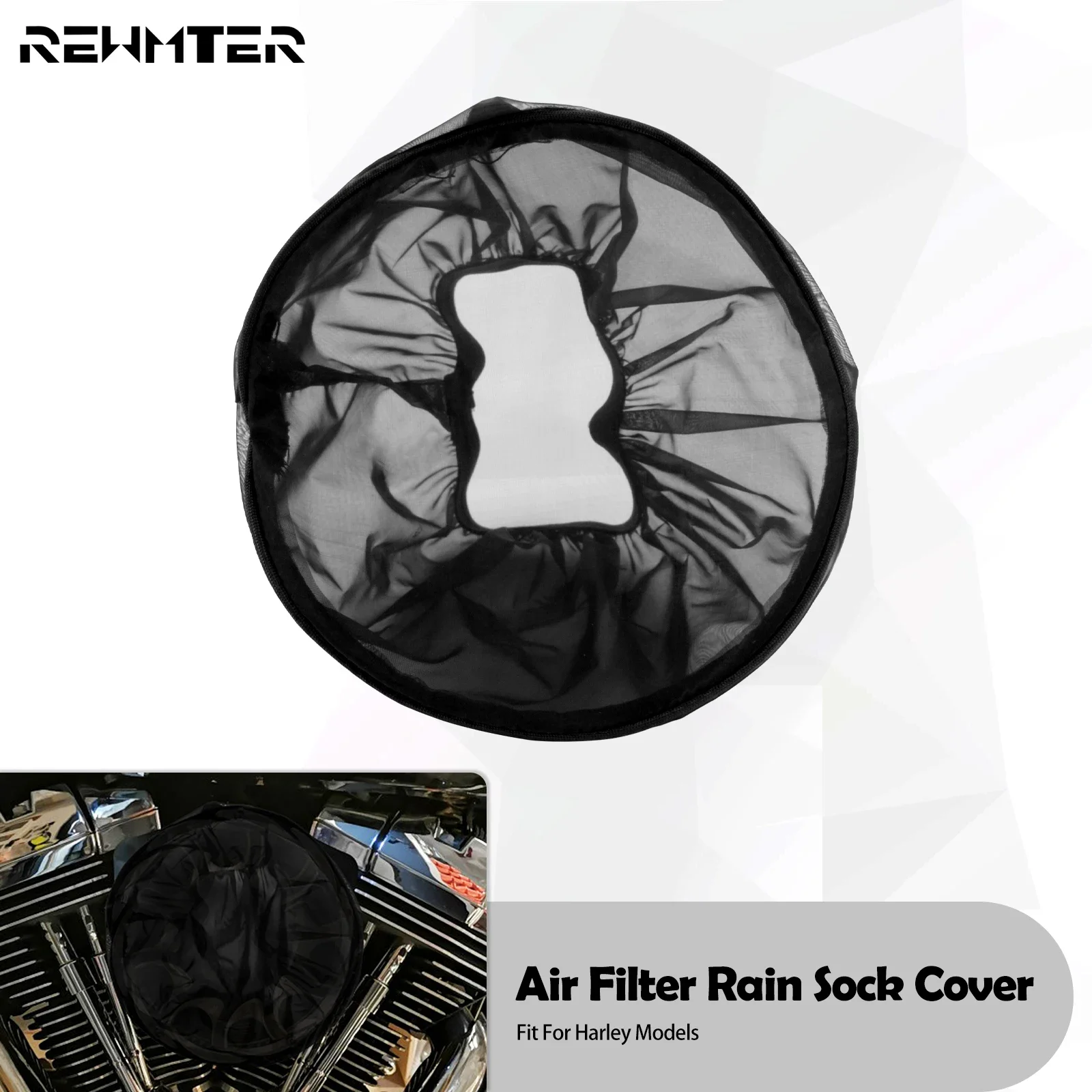 Motorcycle Air Cleaner Rain Sock Waterproof Air Filter Dust Proof Cover Black For Harley Touring Glide Dyna Sportster XL Softail