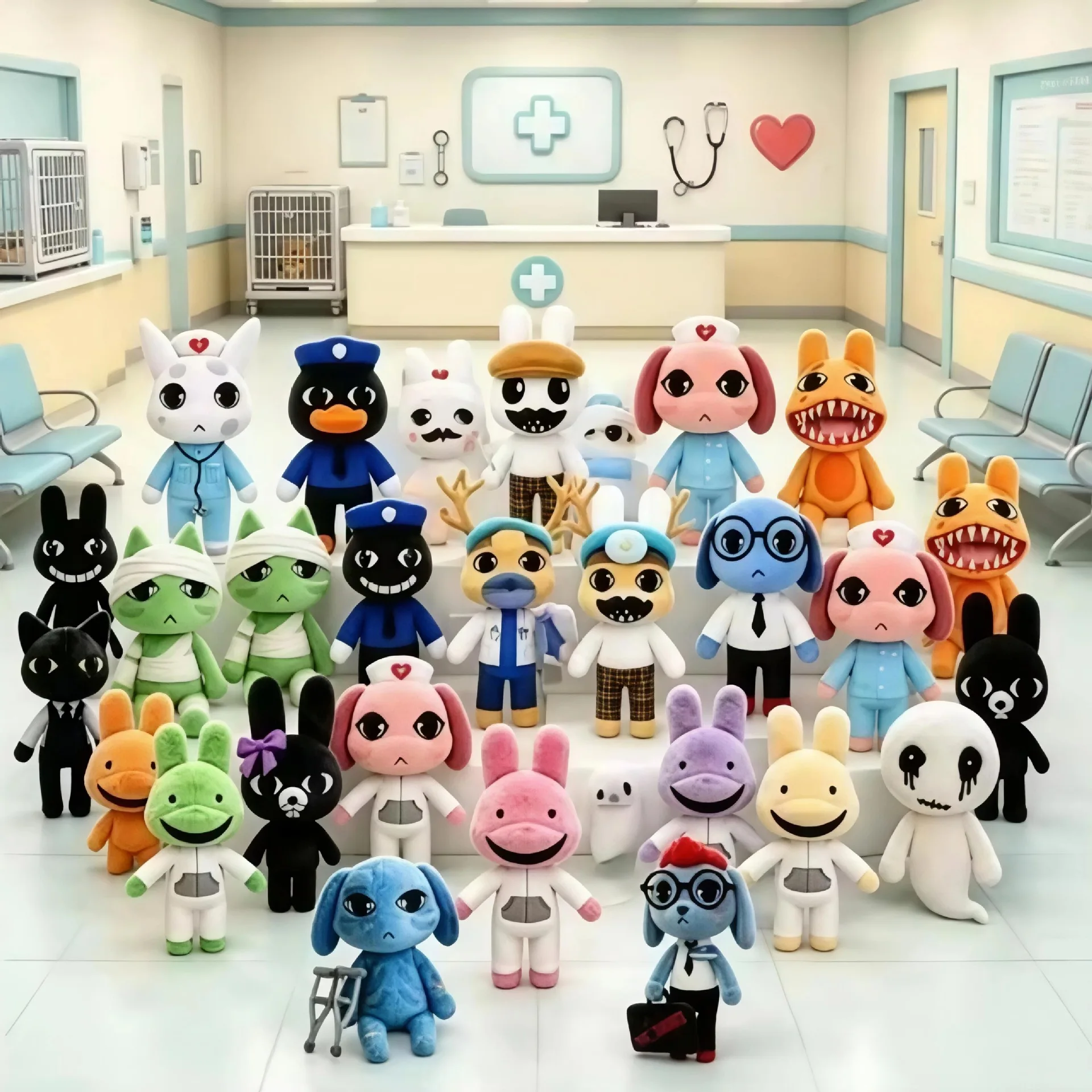 Muñeco de Peluche de Anime Animal Hospital – Coleccionable: Gato, Perro, Pingüino, Conejo – Temática de Anomalía de Juego de Terror – Regalo para Fans