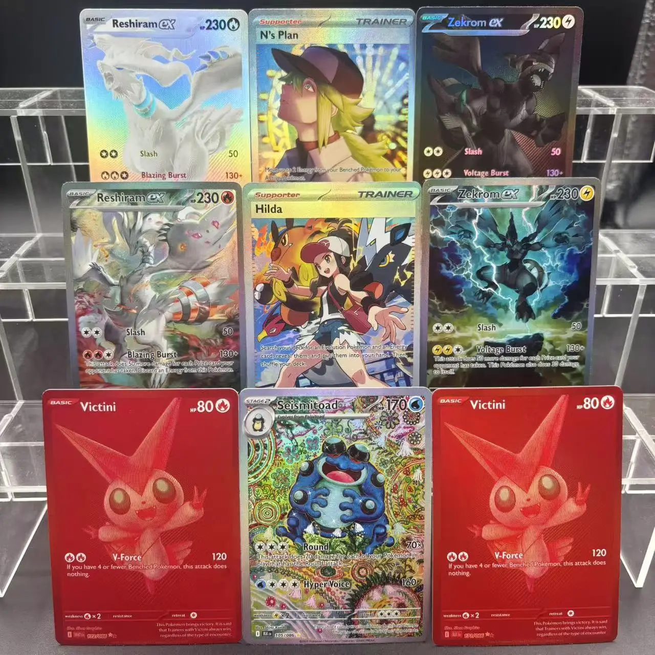 لتقوم بها بنفسك PTCG جمع بطاقات Hydreigon Zekrom Reshiram ex Victini Seismitoad بطاقة واحدة ذاتية الصنع لعبة كلاسيكية أنيمي بطاقة هدية لعبة