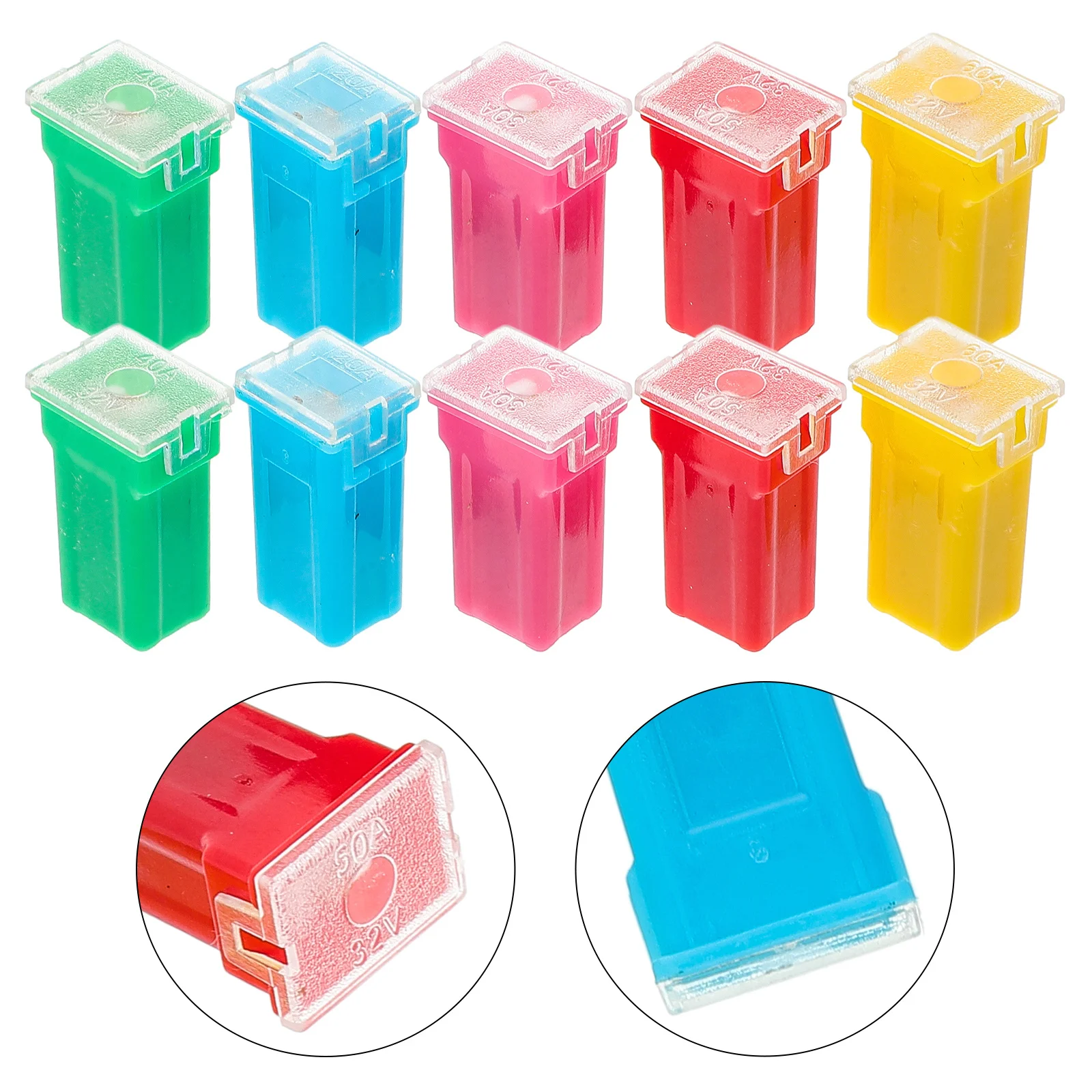 

10Pcs Car Fuse Block Vehicle Replacement Automotive Square Insert Fuse Multi-Use Truck Rv Parts Automotive Accessory