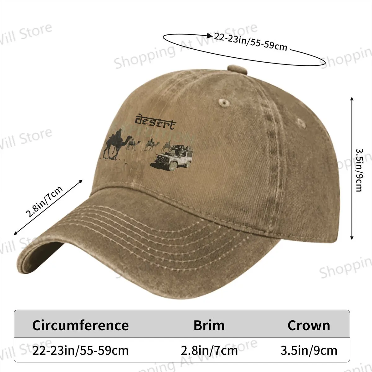 Desert Expedition Baseball Cap Men Women Sun visor Camel Trophy Retro Distressed Denim Sun Caps