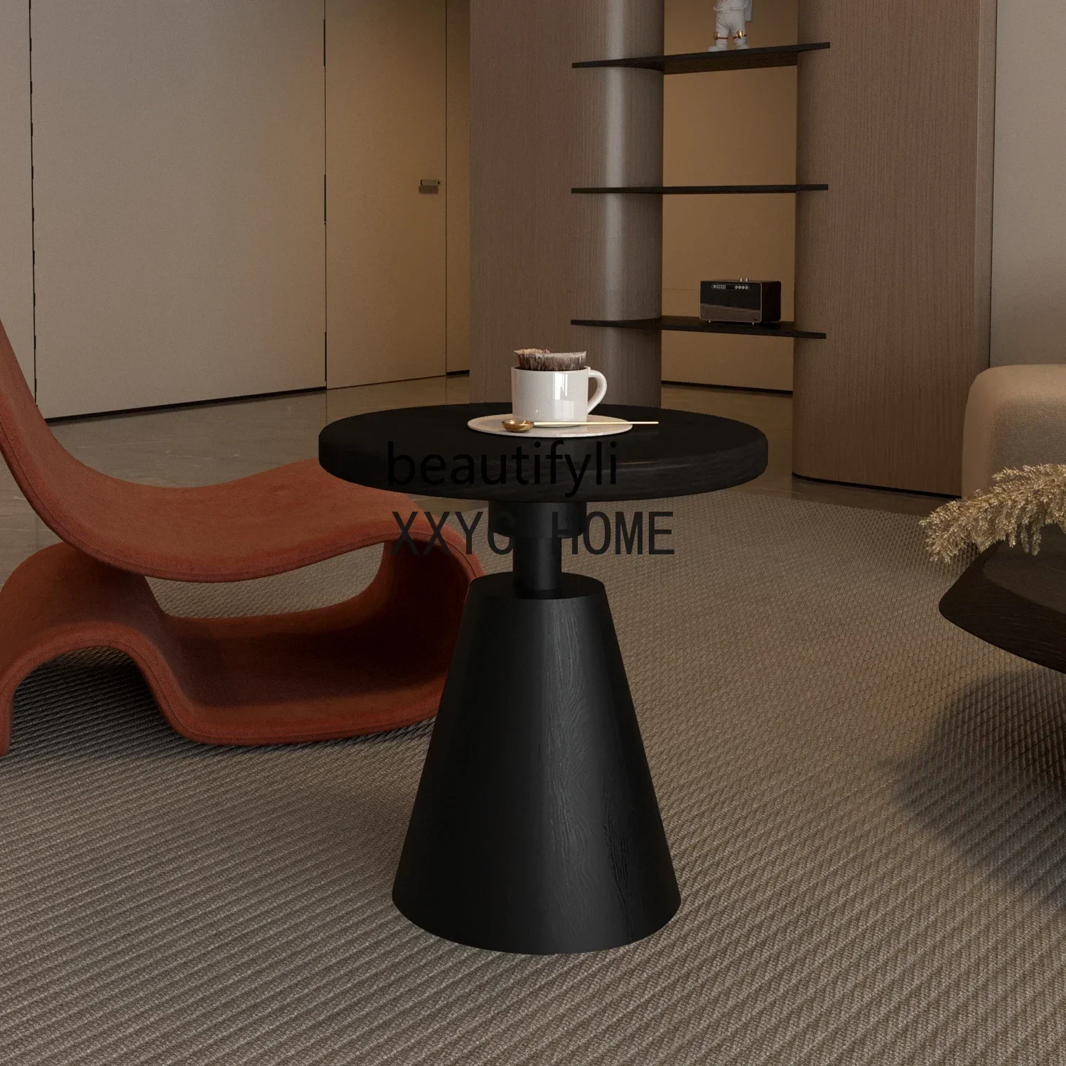 Italian Minimalist Sofa Solid Wood Side Table Hotel Cafe Conference Table Modern Minimalist Balcony Small round Table