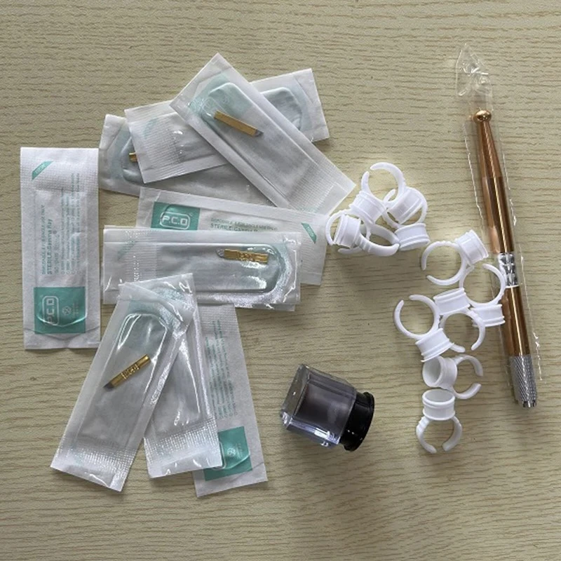 

Tattoo Makeup Eyebrow Practice Pigment Set with Eyebrow Needle Blade Ink Ring Manual Pen Tebori Microblading Tattoo Kits