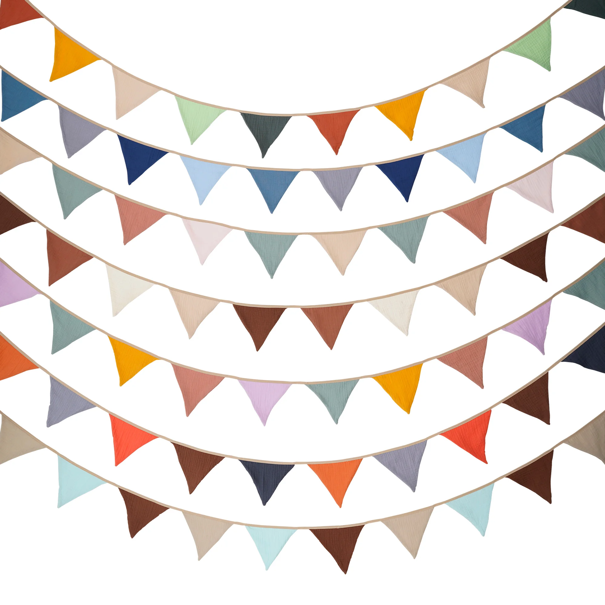 Banderines triangulares para decoración de fiestas, 10 banderines de tela para guardería, 2,6 M