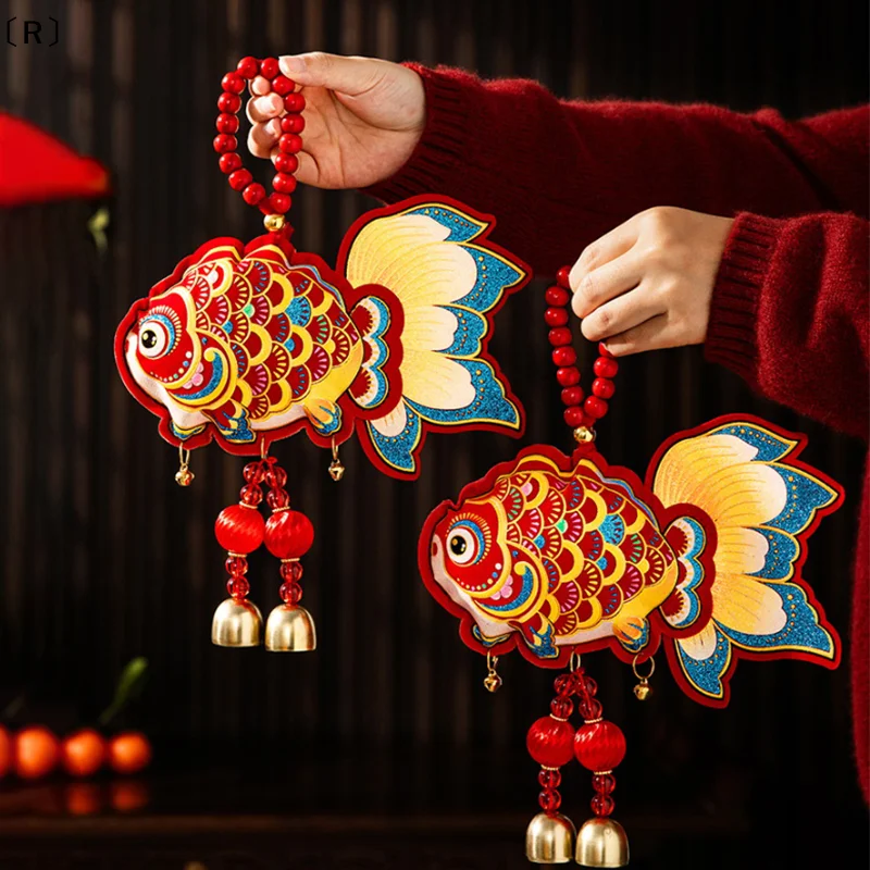 〔R〕2026 New Year Door Hanging "Fu" Character Zodiac Pendant Money Bag Fish Ornament Festive Decoration For Chinese New Year