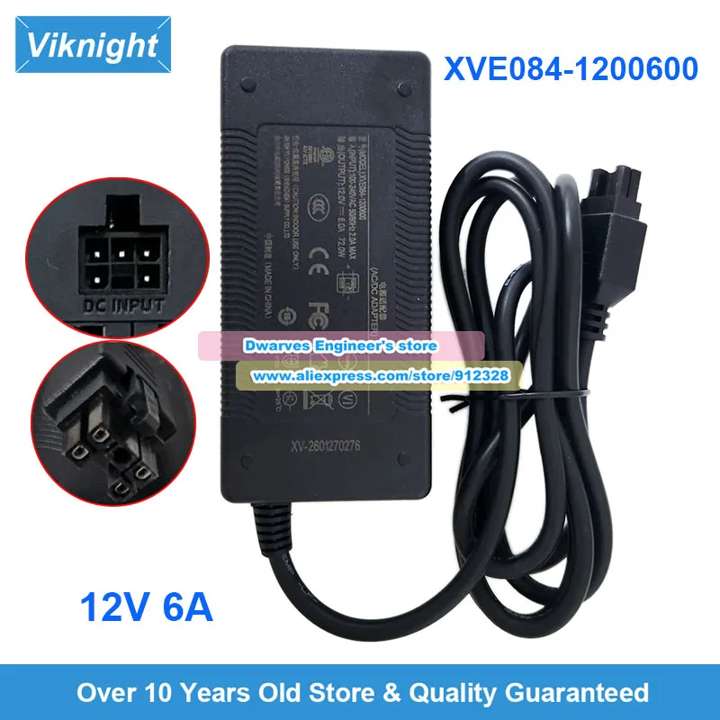 XVE084-1200600 AC Adapter AC-CU12010 12V 6A/10A for MOZA R3 Power Supply Molex-5PIN