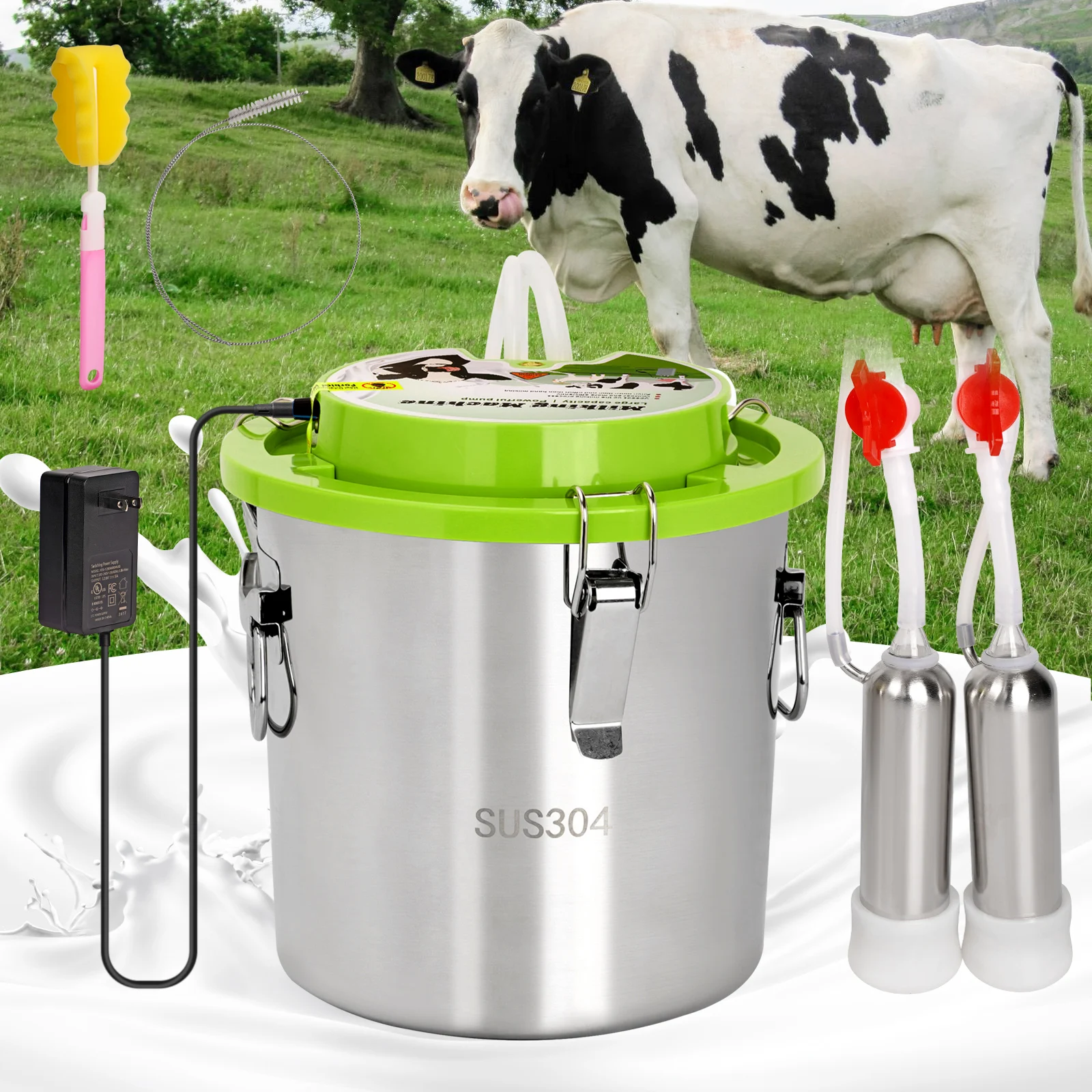 New Integrated Milking Machine for Cattle and Sheep, Portable Household Breast Pump with Charging and Plugging Functions 8L/12L