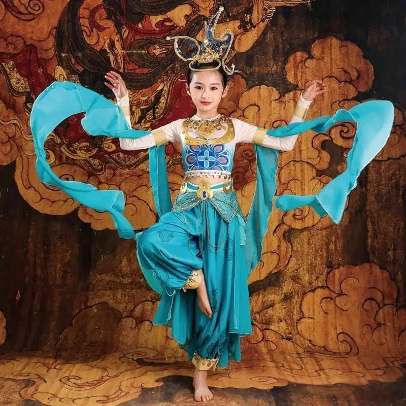 

Chinese Dance Costume Girls Classical Dancer Performance Costumes Practice Dance Clothes Chinese Dunhuang Dance Dress For Kids