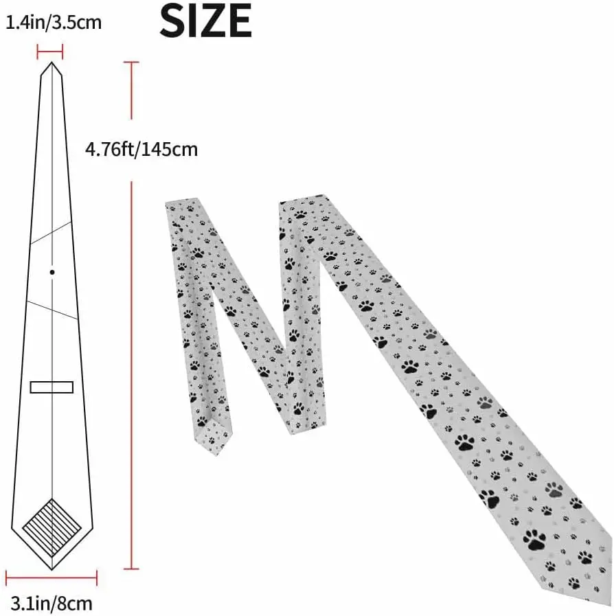 Corbata gris para hombre con estampado de pata de perro, corbata de moda para amantes de las mascotas para ocasiones informales formales