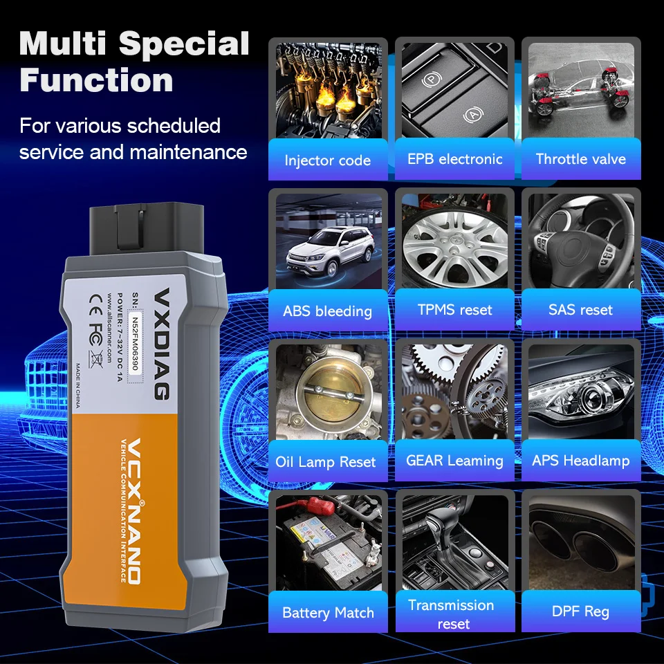 VXDIAG VCX NANO NX300 OBD2 Diagnostic Tools 2014D DICE j2534 ECU