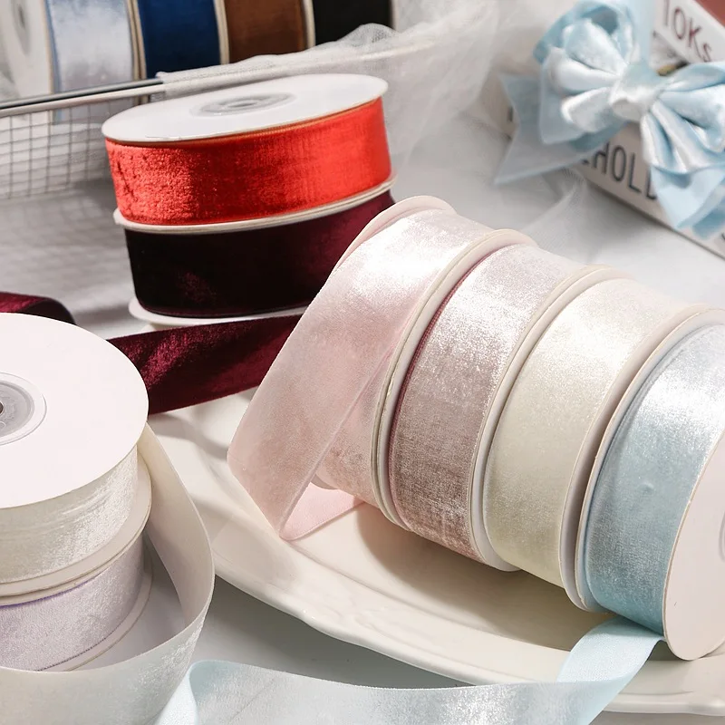 10mm 15mm 25mm 40mm 1.5" 1" Velvet Ribbons DIY Hair Bows Accessories Handmade Tape Crafts Clothing Sewing Hat Materials 10 Yards