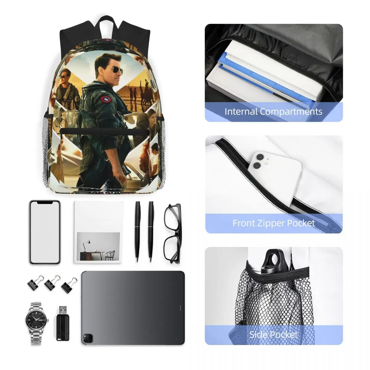 トップガンマーベリックゲーム学生バックパックスクールバッグハイキング旅行デイパック男の子女の子ファッションランドセルショルダーバッグ