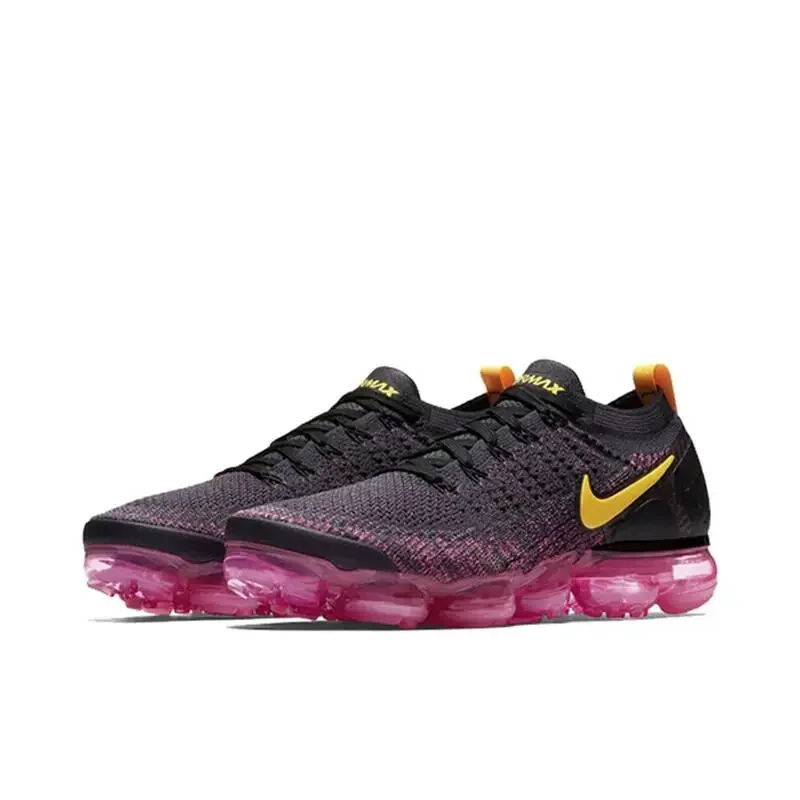 Nike Air VaporMax 2.0 Flyknit Women's Black And Red Cushioned Wear Comfortable Lightweight Anti-slip Wear Running Supportive