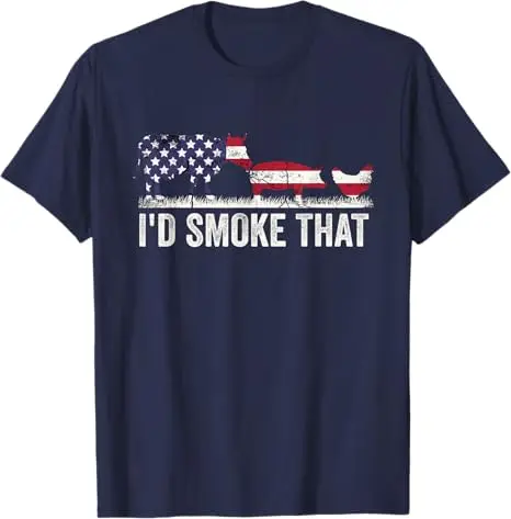 I'd Smoke That Patriotic BBQ American Flag 4th of July Herren-T-Shirt BBQ Barbeque Der beste Begleiter für PitMaster. Das Pit-Crew-T-Shirt – Detail 8