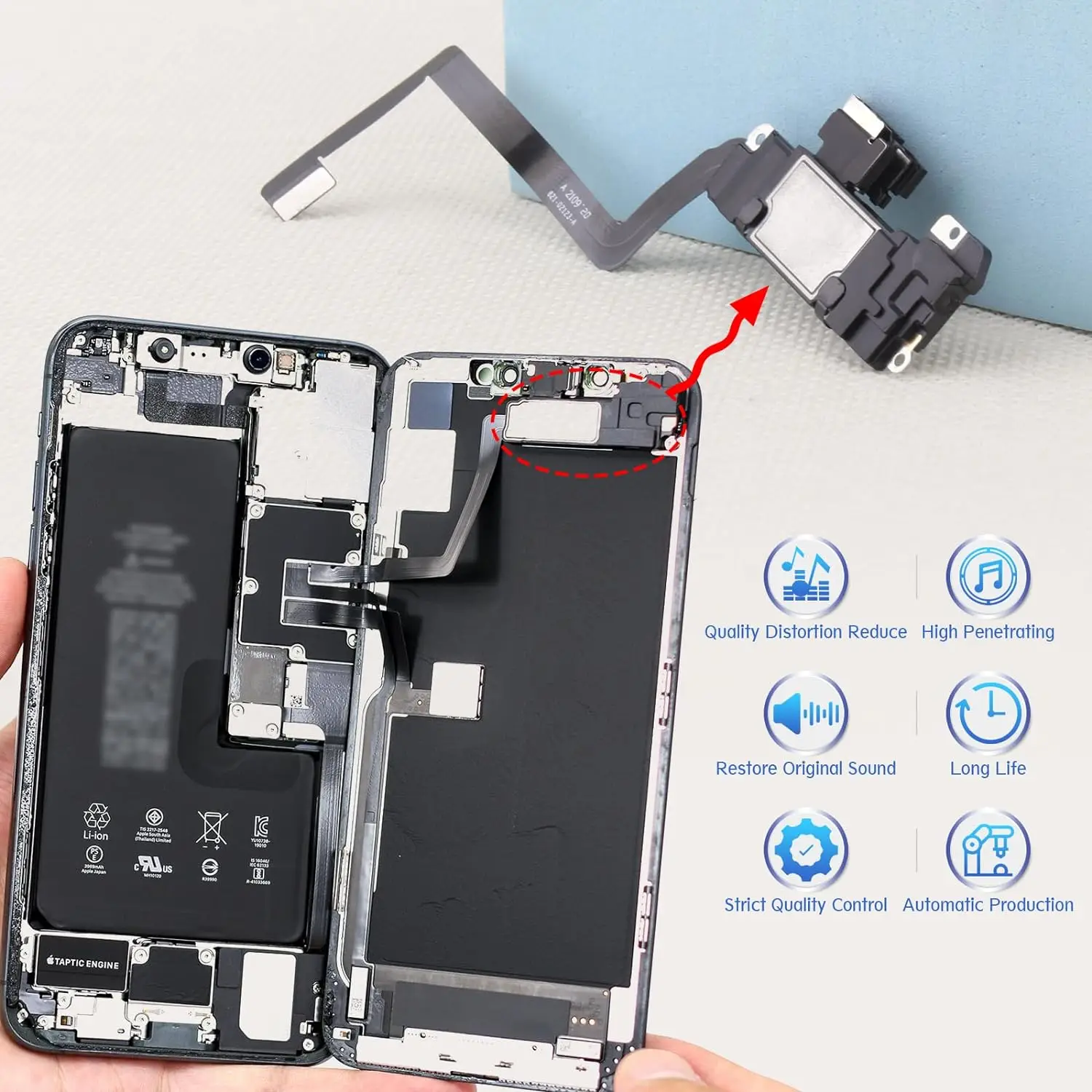 Top Ear Earpiece Speaker Sensor Flex cable For iPhone X XR XS 11 12 PRO MAX MINI Proximity Sensor Sound Speaker Face ID Parts