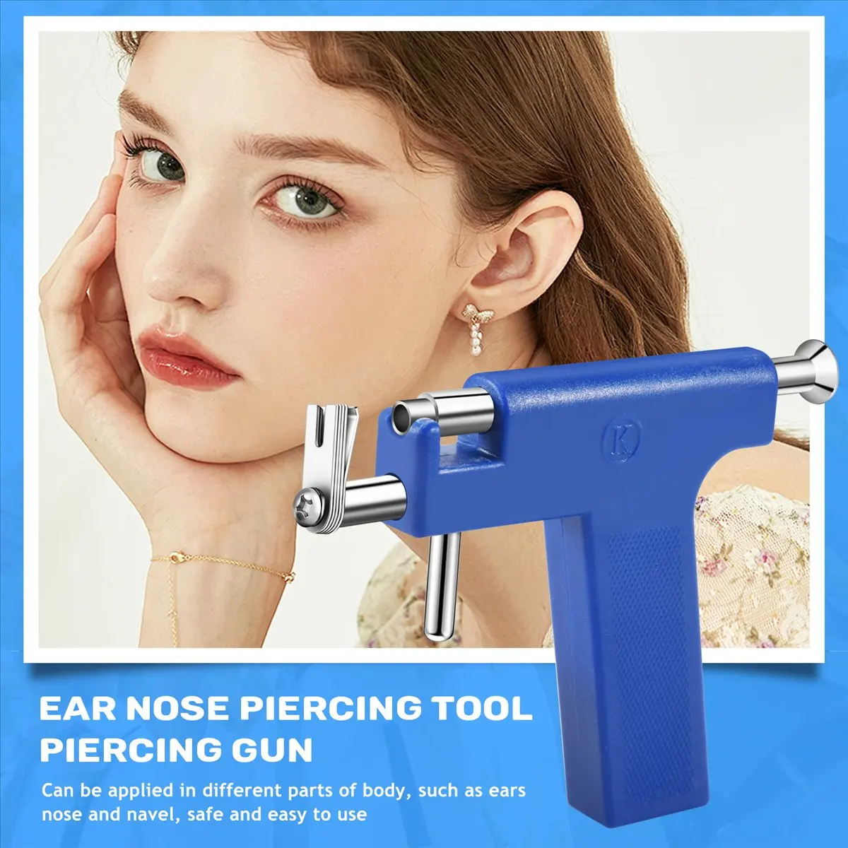 Efficient- Earring Piercing Tool Ear Nose Body Jewelry No Pain Piercing Studs Kits