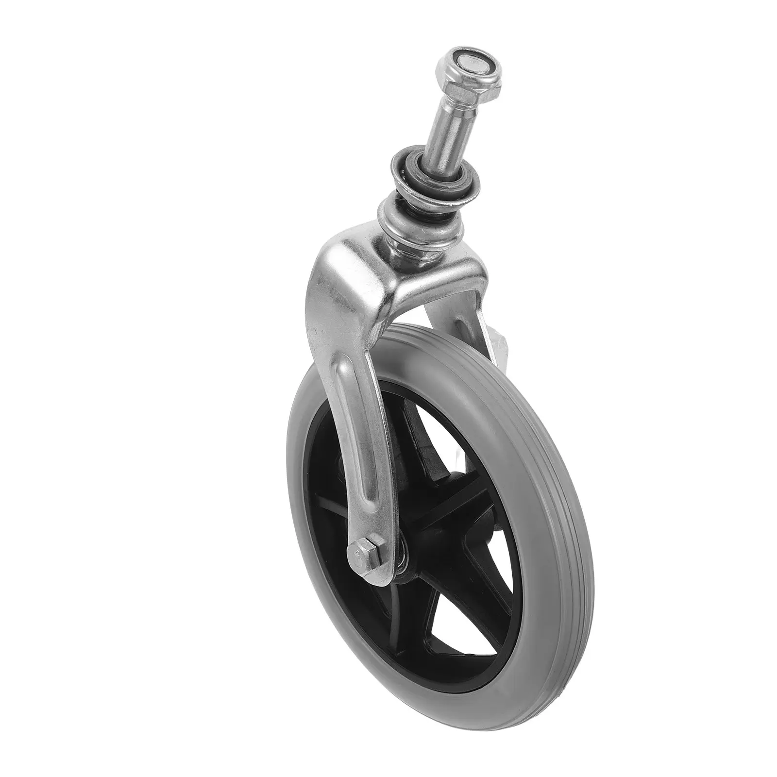 Wheelchair Front Caster Wheel Assembly Swivel Front Fork Bearing High Precision Mobility Replacement Rubber Wheel for Seniors