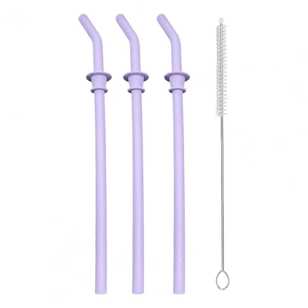 Durable Silicone Straws for Flask Cups 3pcs Straw Replacement Set for Flask Tumbler Long Brush Kit Bpa Free Food-grade for Flask