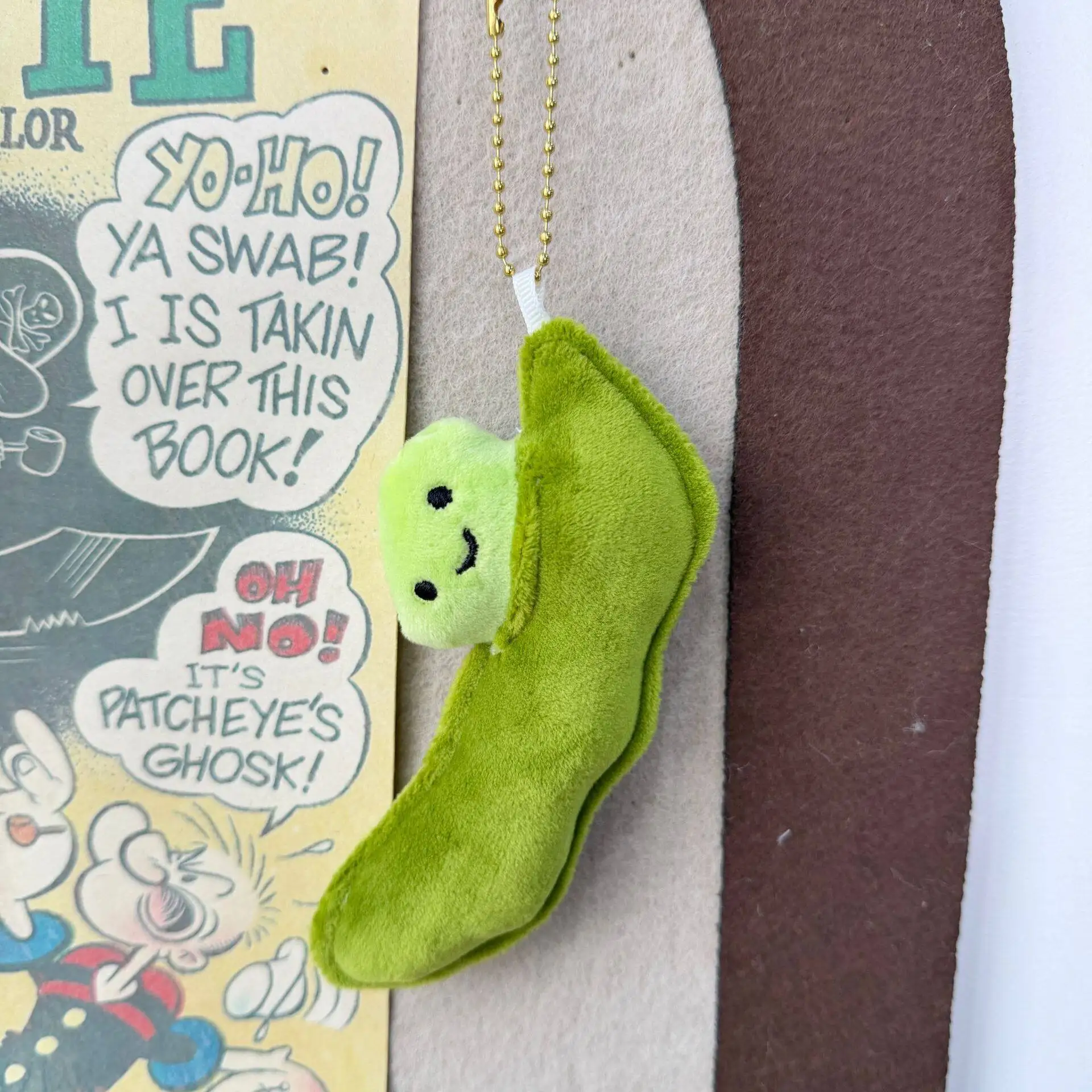 Korean Version Cute Pea Plush Keyring Charm Cartoon Simulation Vegetable Plush Stuffed Toy Backpack Charms Keyring For Xmas Gift
