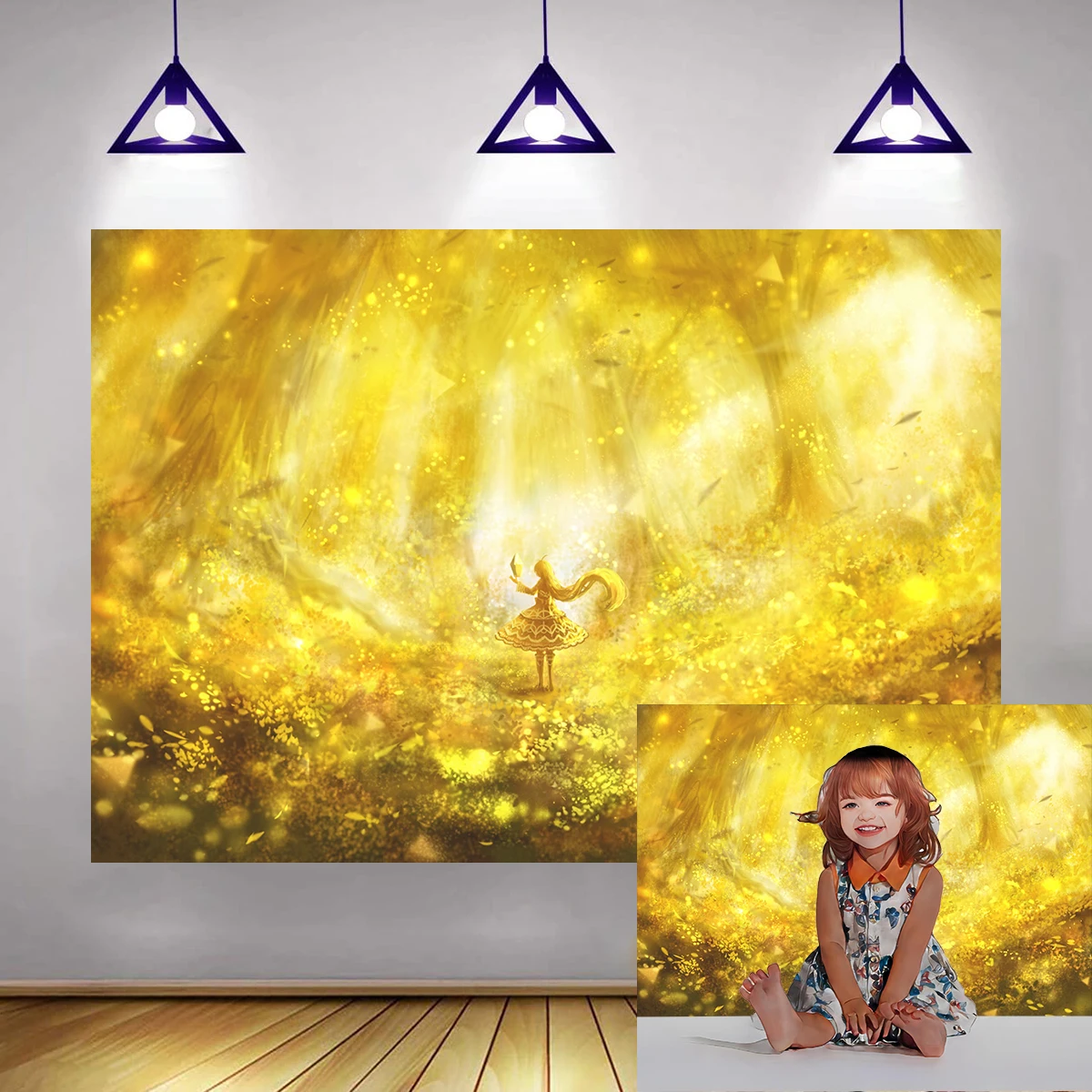 

Golden Autumn Forest Backdrop Tree Wonderland Photography Background Kids Art Exhibition Happy Birthday Room Decoration Banner