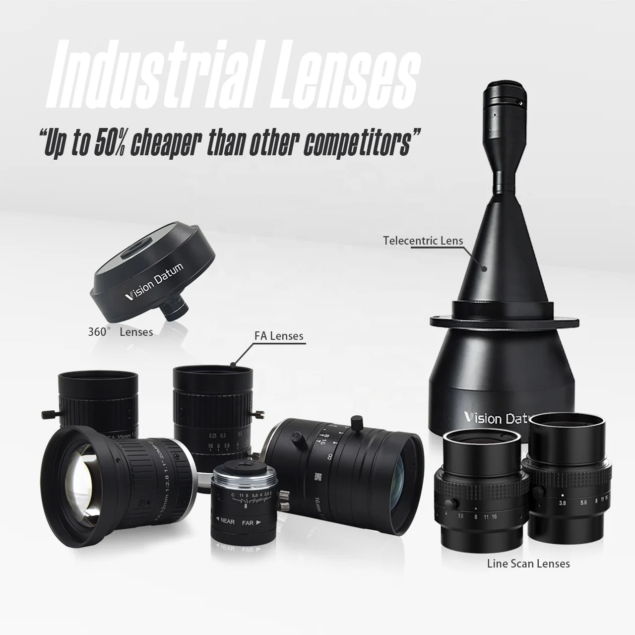 การบิดเบือนต่ํา 20 ล้านพิกเซล 1.1 "12 มม. 16 มม. 50 มม. เลนส์อุตสาหกรรม C-Mount สําหรับเครื่อง Vision กล้อง Vision Datum