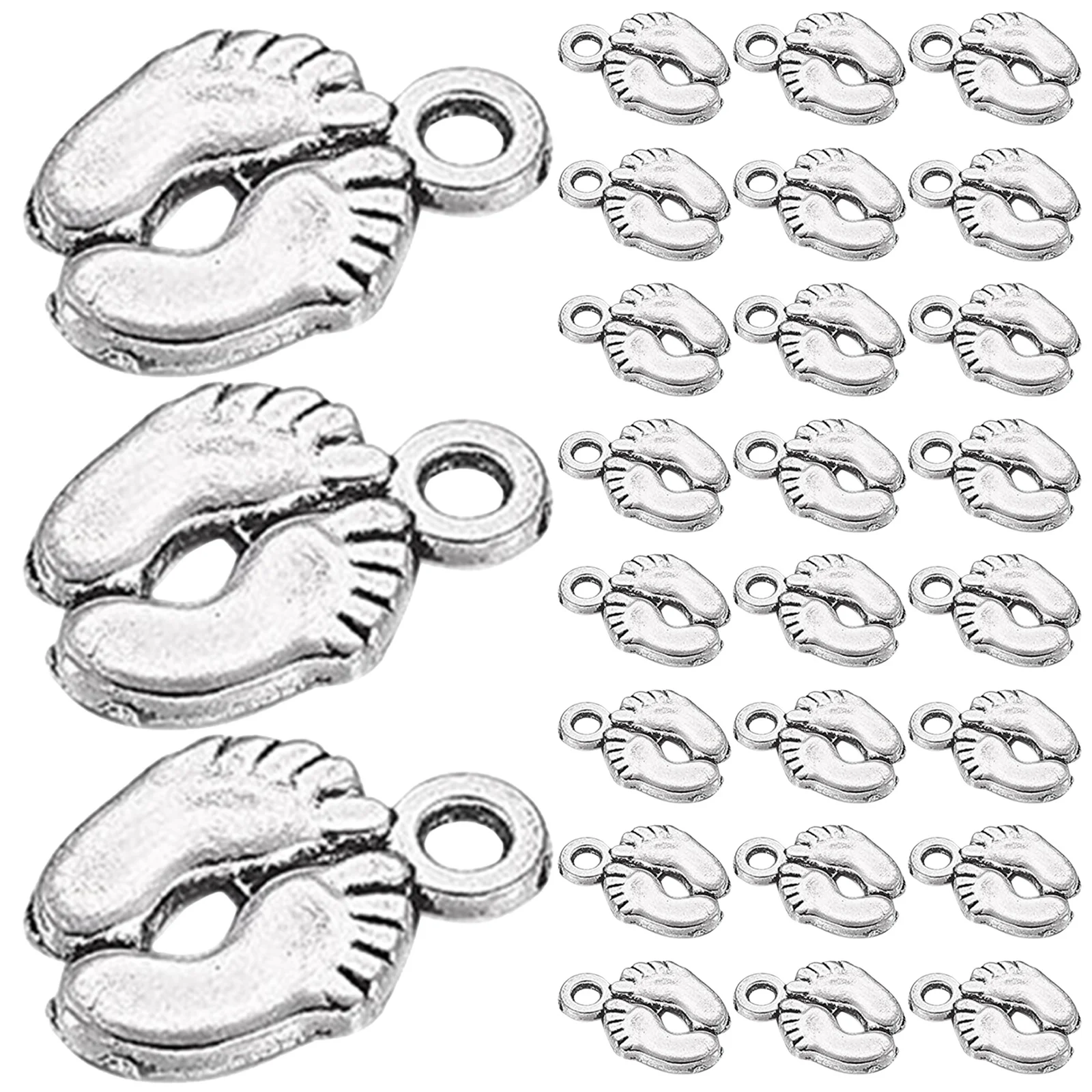 

50 шт., мини-подвески для ног, сплав серебряного тона, детские ножки, ювелирные изделия своими руками, фурнитура для ожерелья, браслета, брелок, ножной браслет, ремесло