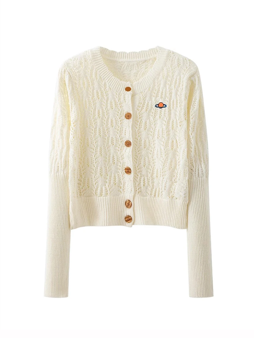 2024 Summer Autumn Hollow Out Sweater Cradigan Knitted Thin Jacket C-174