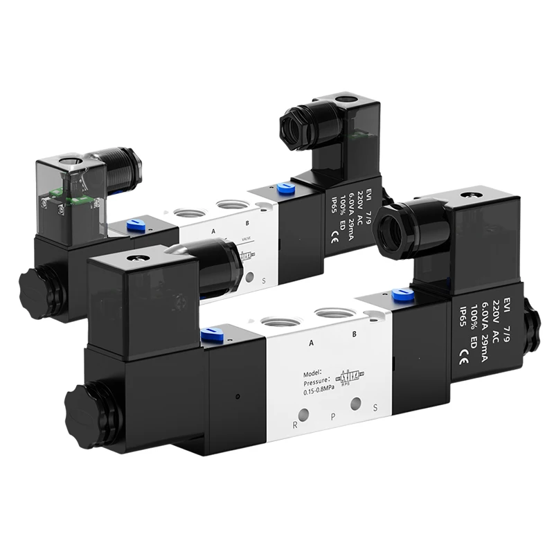 

Pneumatic Electric Solenoid Valve 5 Way 2 Position Control Air Gas Magnetic 4V420-15 Series DC24V DC12V AC110V AC120V