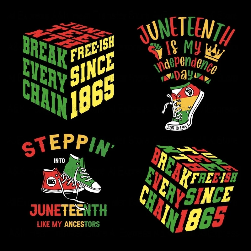 

Cube Juneteenth Sneakers Iron Transfer Stickers Black History Iron Patches For Women T-shirt Free Rish Decals Press Print Decals