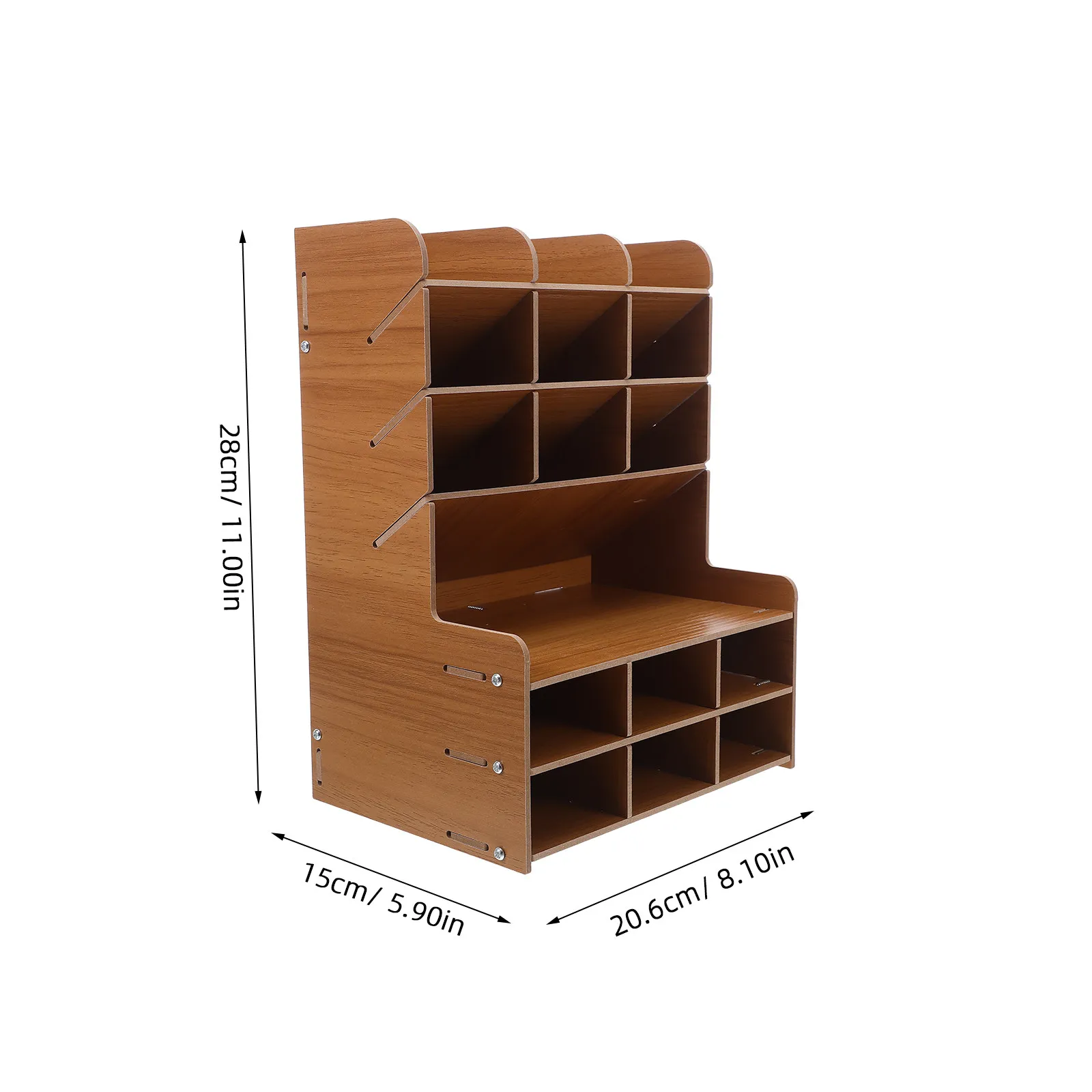 Wooden Pen Organizer Desk Compartment Design Office Desktop Storage Pencil Holder Ruler Eraser Rack Aesthetic Stationery Holder