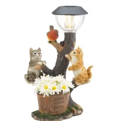 Cat, Dog, Rabbit Solar Energy Garden Resin Crafts Garden Animal Statue Ornaments