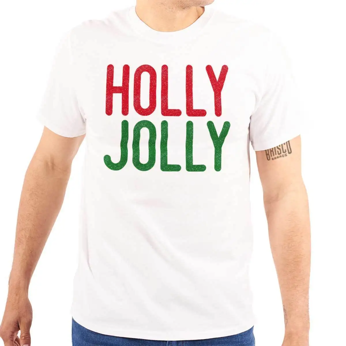 Classic Traditional Christmas Holly Jolly Womens or Mens Crewneck T Shirt Tee