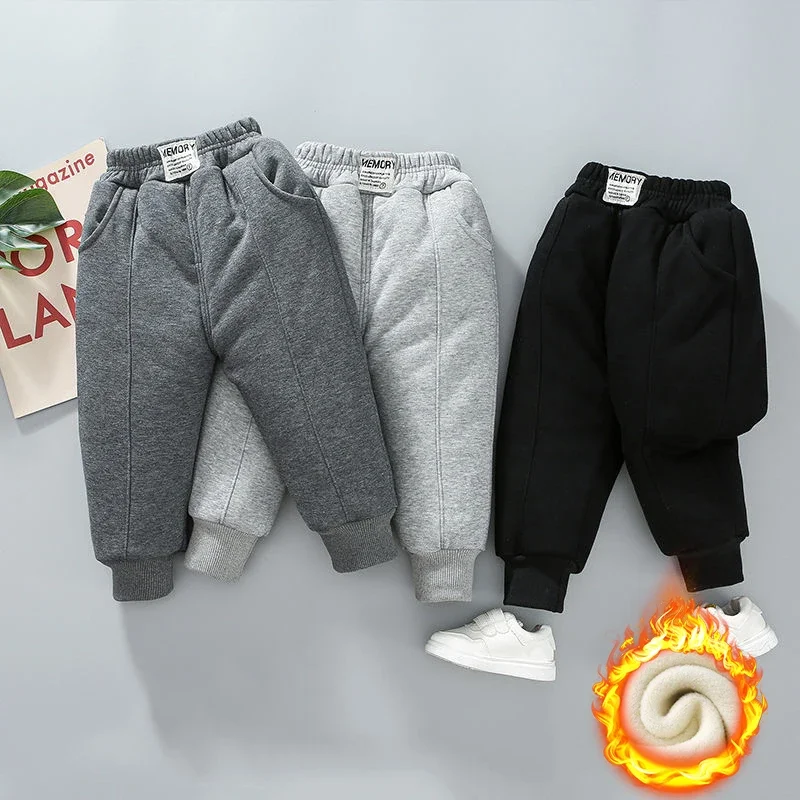 

Winter Solid Kids Fleece Trousers Boys Thick Pants 0-6Y Young Child Casual Clothing Autumn Sports Pants Girls Warm Leggings 2023