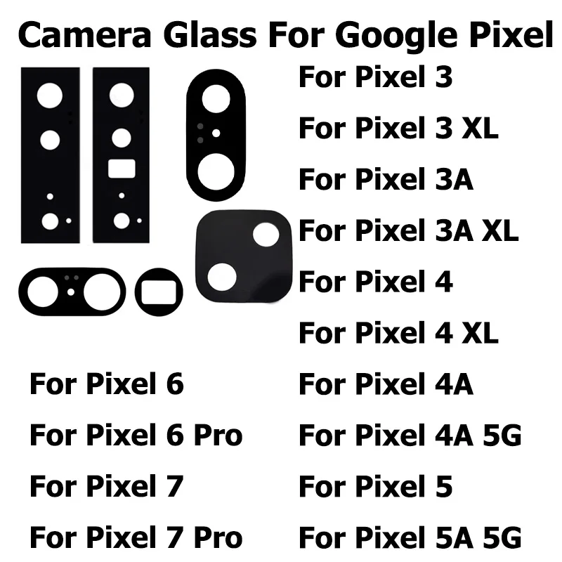 Cristal de cámara trasera para Google Pixel 7 6 6a 5 5a 4 4a 3 3a Pro XL 4G 5G con piezas de reparación adhesivas de pegamento