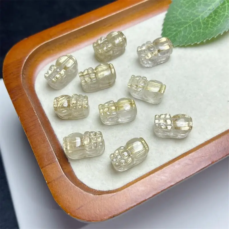 1PCS Natural Golden Quartz Pixiu Carving Healing Reiki Fashion Gemstone Jewelry  For Friends Gift 16-17MM