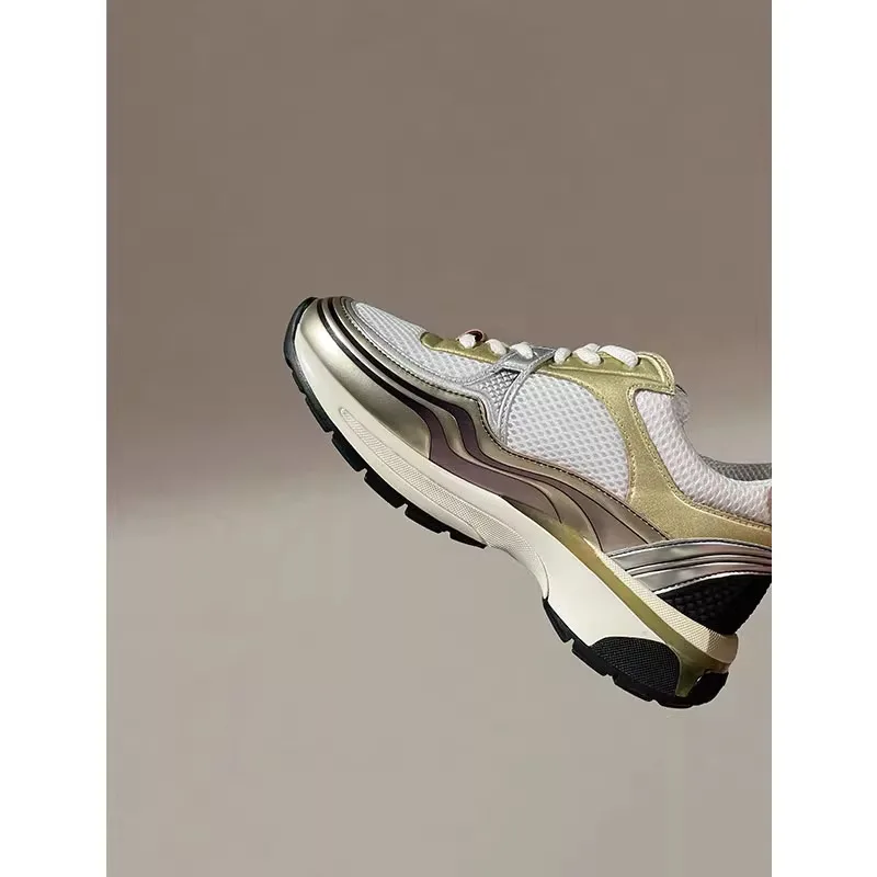 2026 Nieuwe Silver Horn King Dikke Zool Sportschoenen Heren Echt Leder Casual Shoes Cross-Border 23C Dad Shoes Leisure Sneakers