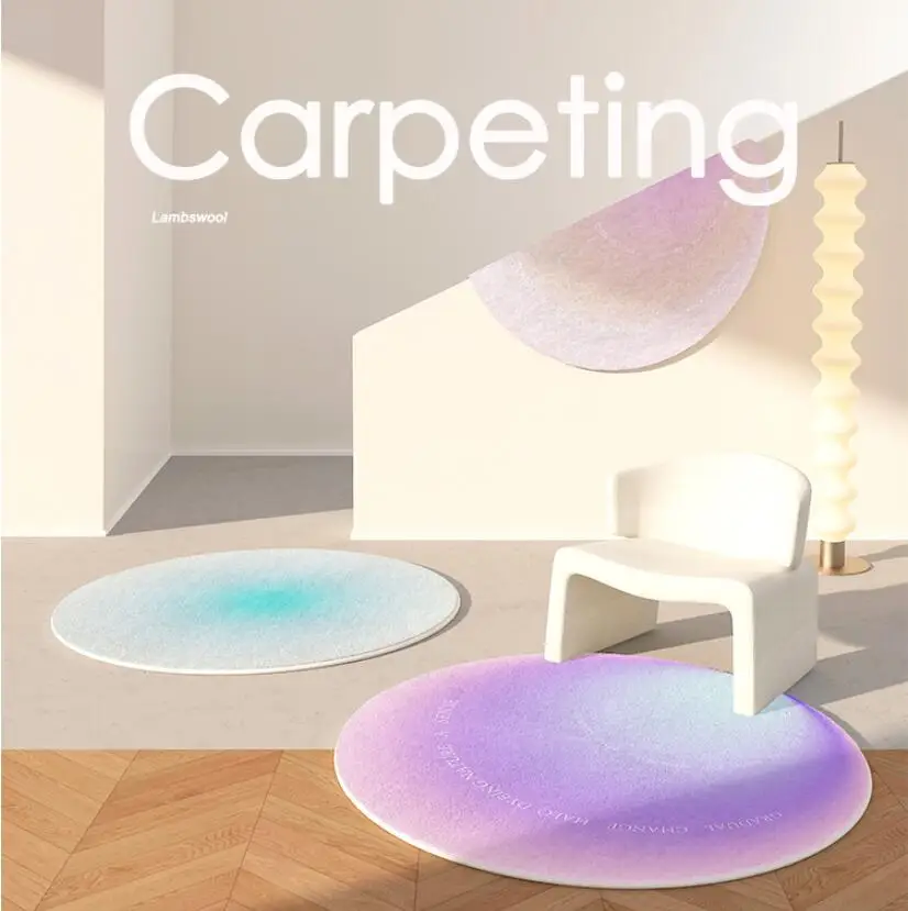 

Nordic Korea Round Gradient Floor Carpet Anti-slip Fluffy Large Area Rug Bedroom Decorative Carpets Photo Props Unique Table Mat