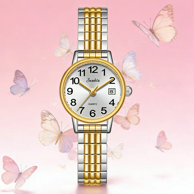 ساعة كوارتز فاخرة من LIGE للنساء، ساعة أنيقة من الفولاذ المقاوم للصدأ، مضيئة مقاومة للماء، تاريخ تلقائي، ساعة يد للسيدات