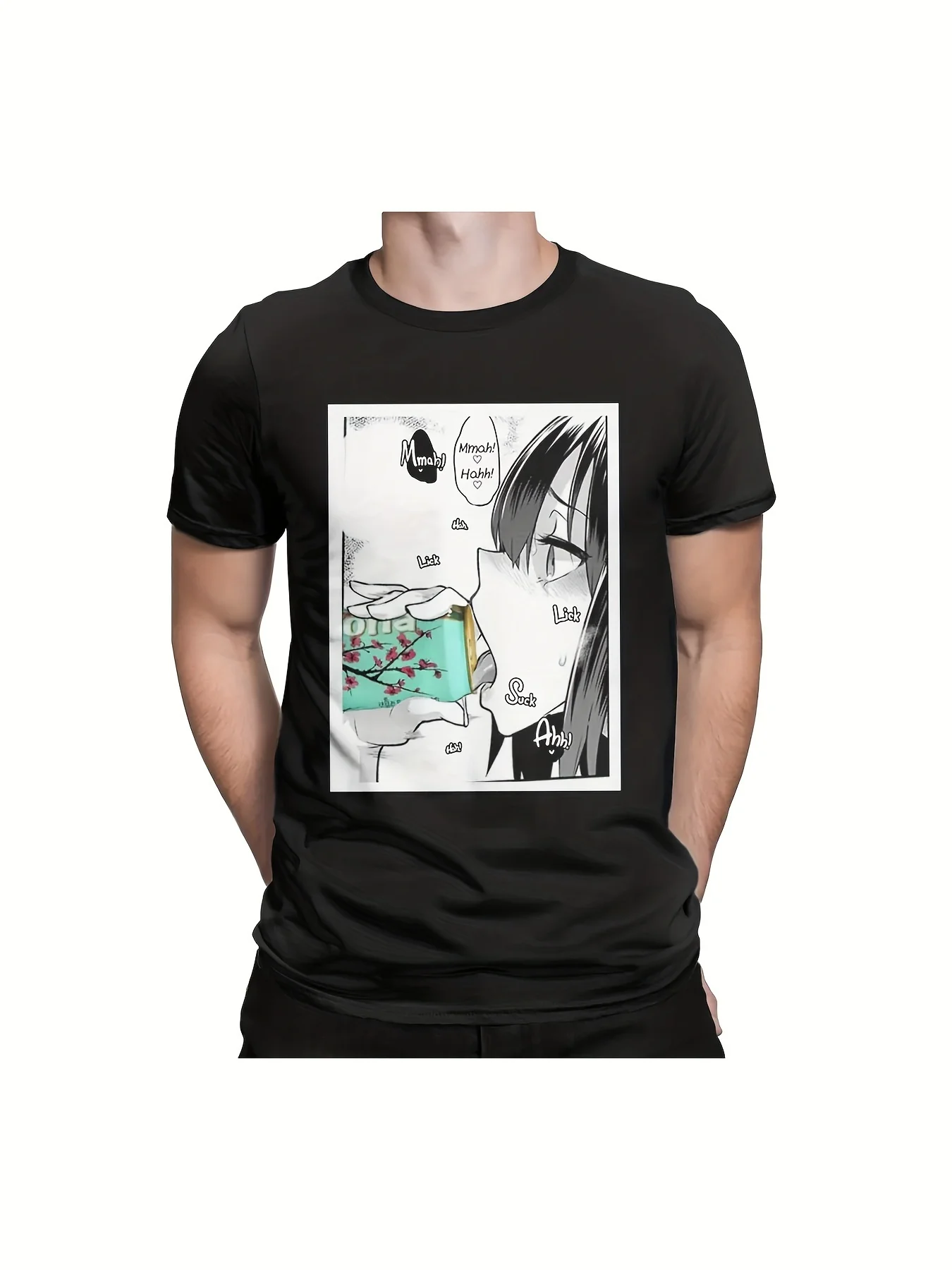 Man Saki Yoshida Drinking Arizona Tea Premium Hentai T Shirts 2024 New Japanese Manga Anime T-Shirt Pure Cotton Printed Clothing